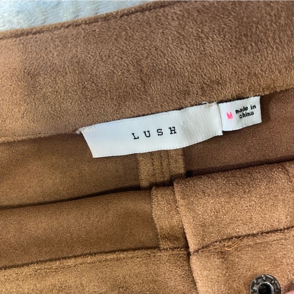 Lush Microsuede Button Front Mini Skirt Brown / Tan Size Medium - Picture 3 of 8